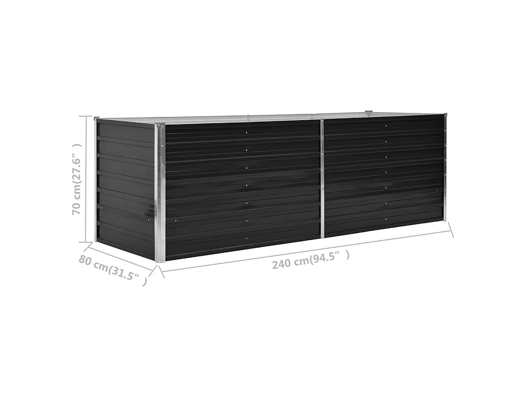 Jardinière Anthracite 240x80x77 Acier galvanisé
