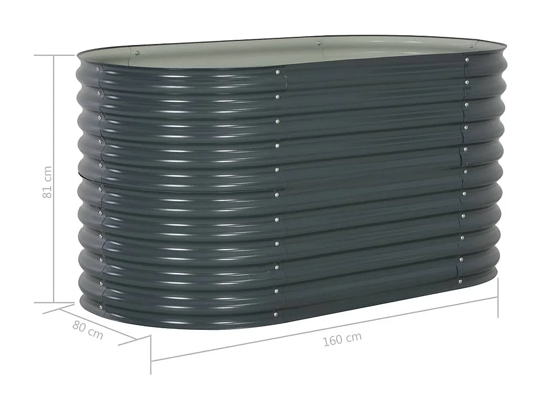 Jardinière 160x80x81 Acier galvanisé Gris