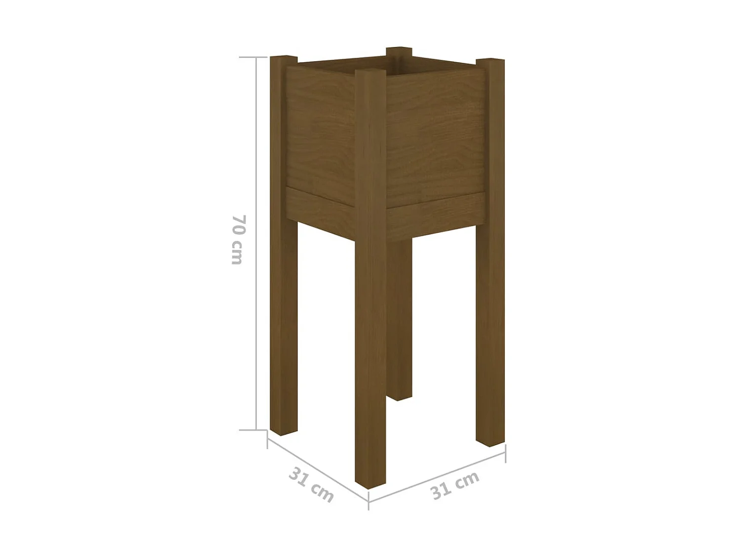 Jardinières d'extérieur 2 pcs Marron miel 31x31x70 Pin massif