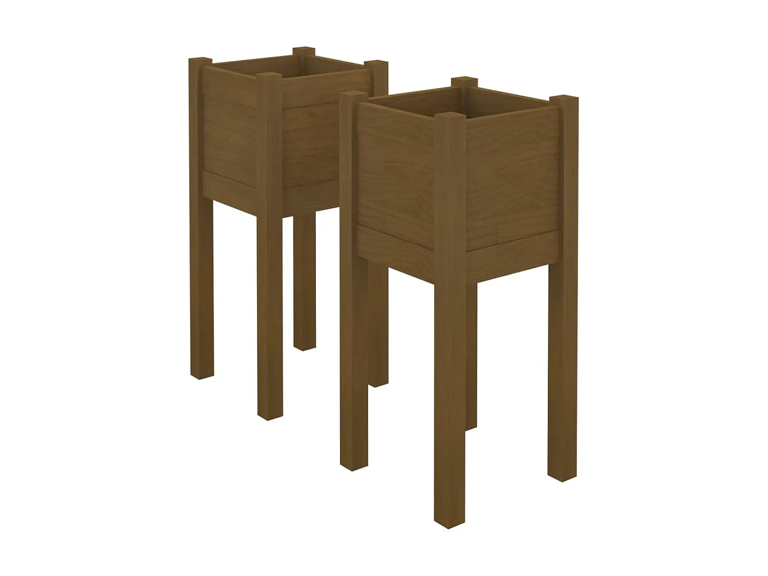 Jardinières d'extérieur 2 pcs Marron miel 31x31x70 Pin massif