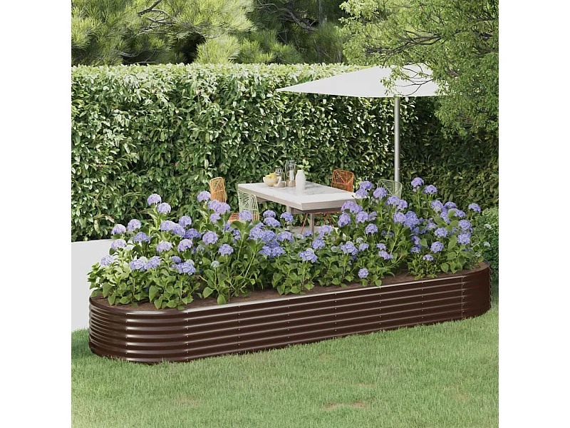 Jardinière de jardin Acier enduit de poudre 322x100x36 Marron