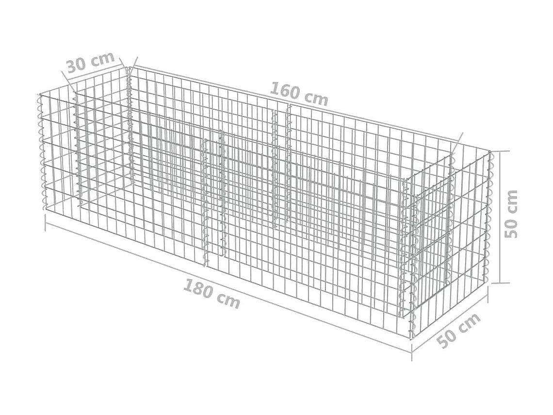 Jardinière à gabion Acier galvanisé 180x50x50