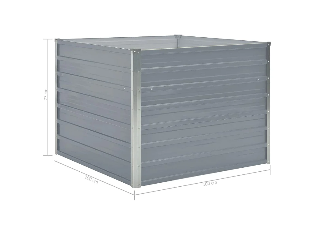 Jardinière 100 x 100x77 Gris Acier galvanisé