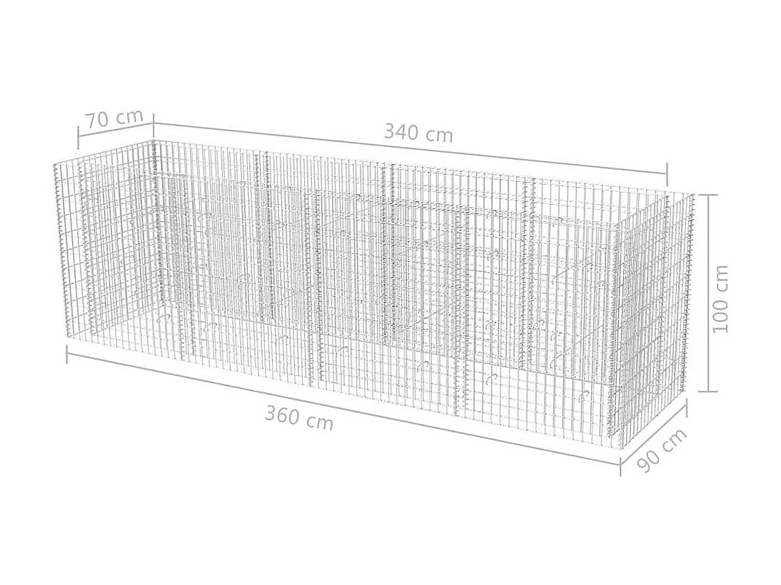 Jardinière à gabion Acier 360x90x100