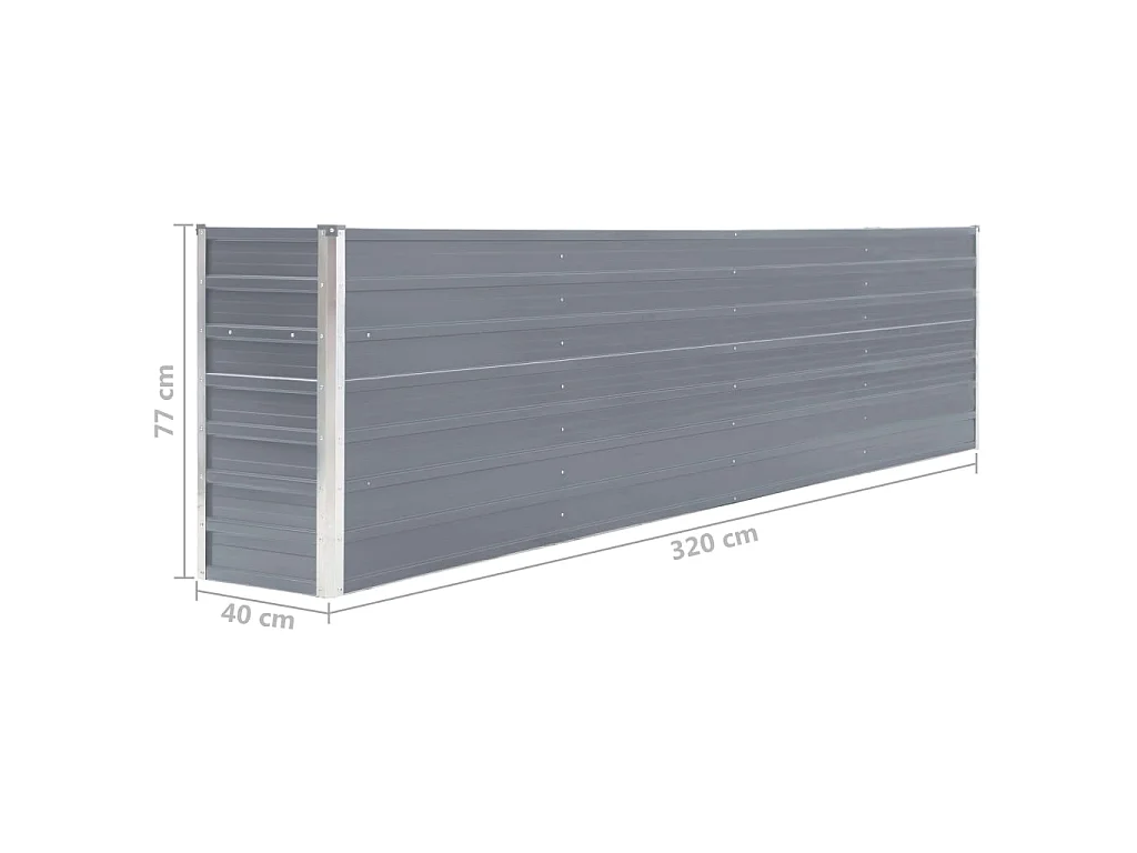 Jardinière 320x40x77 Acier galvanisé Gris