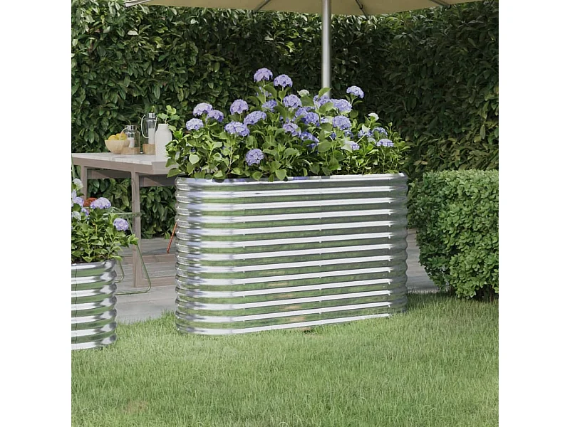 Jardinière de jardin Acier enduit de poudre 114x40x68 Argenté