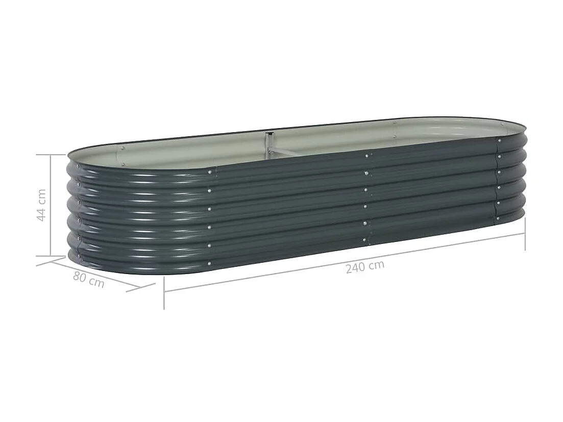 Jardinière 240x80x44 Acier galvanisé Gris