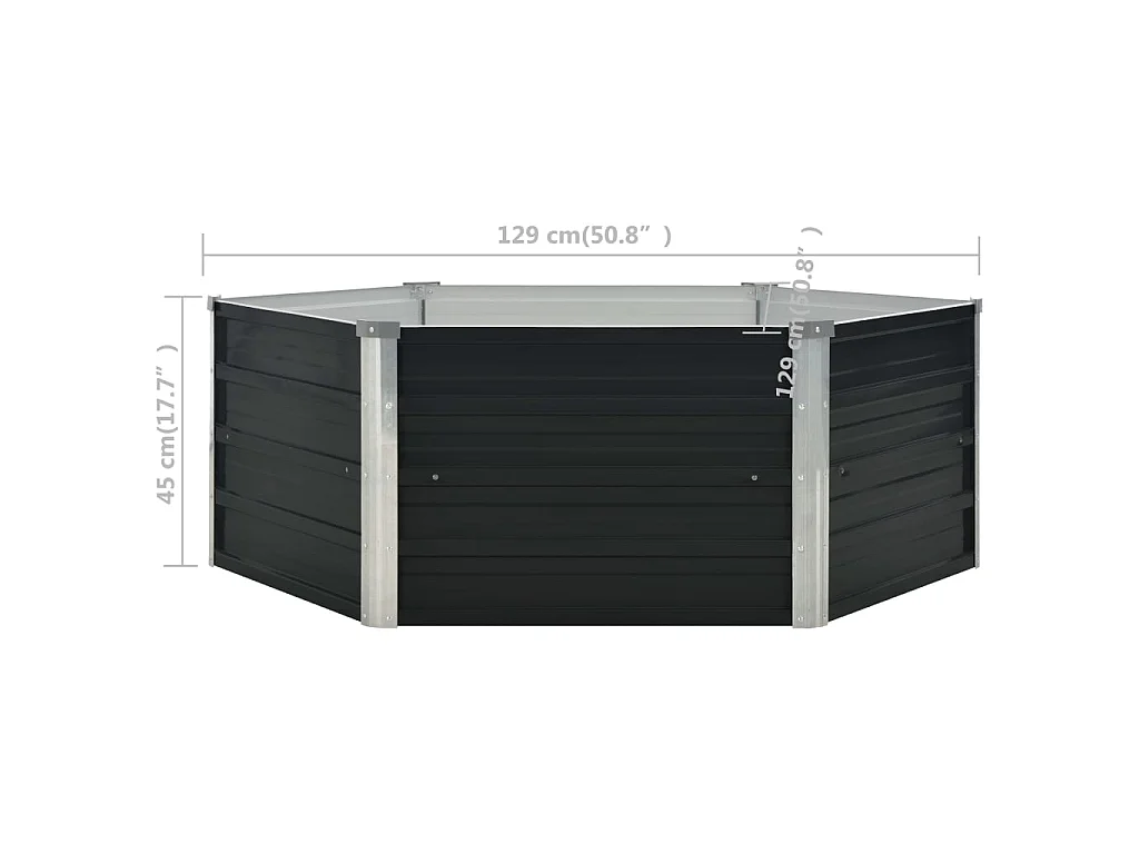Jardinière surélevée Anthracite 129x129x45 Acier galvanisé