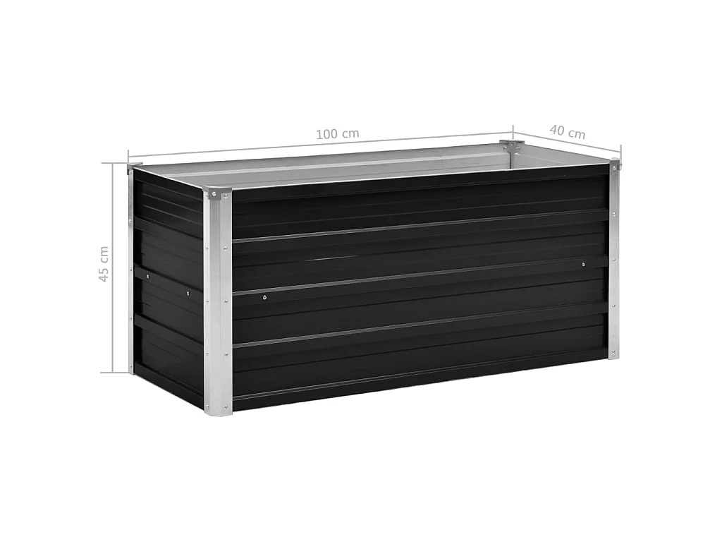 Jardinière Anthracite 100x40x45 Acier galvanisé