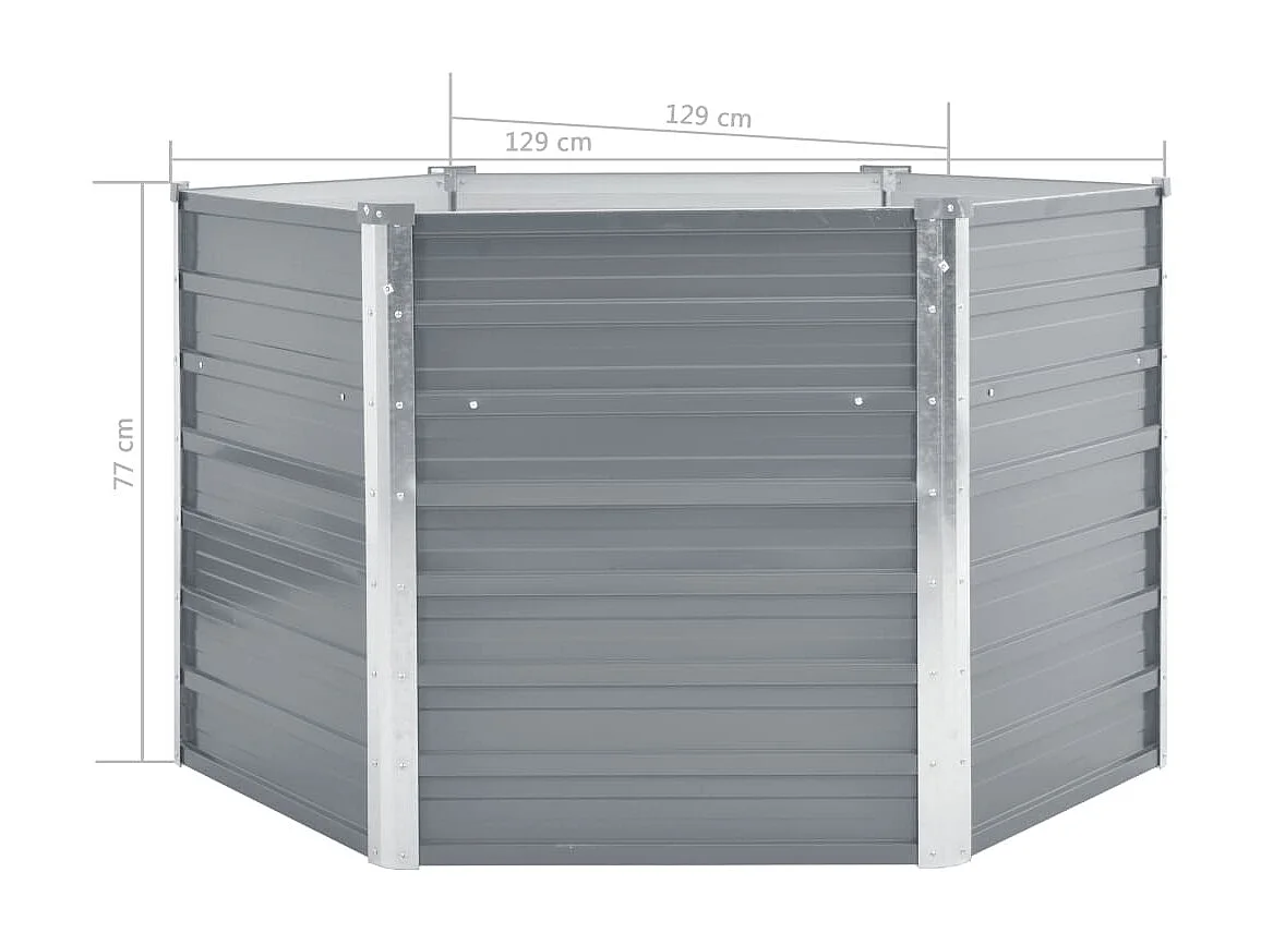 Jardinière Acier galvanisé 129x129x77 Gris