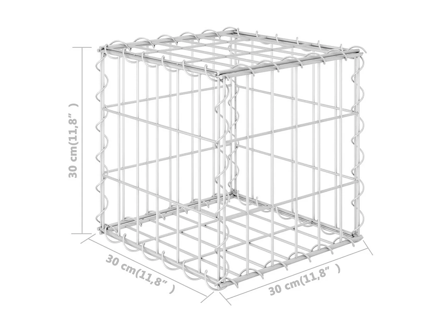 Jardinière cube à gabion Fil d'acier 30x30x30