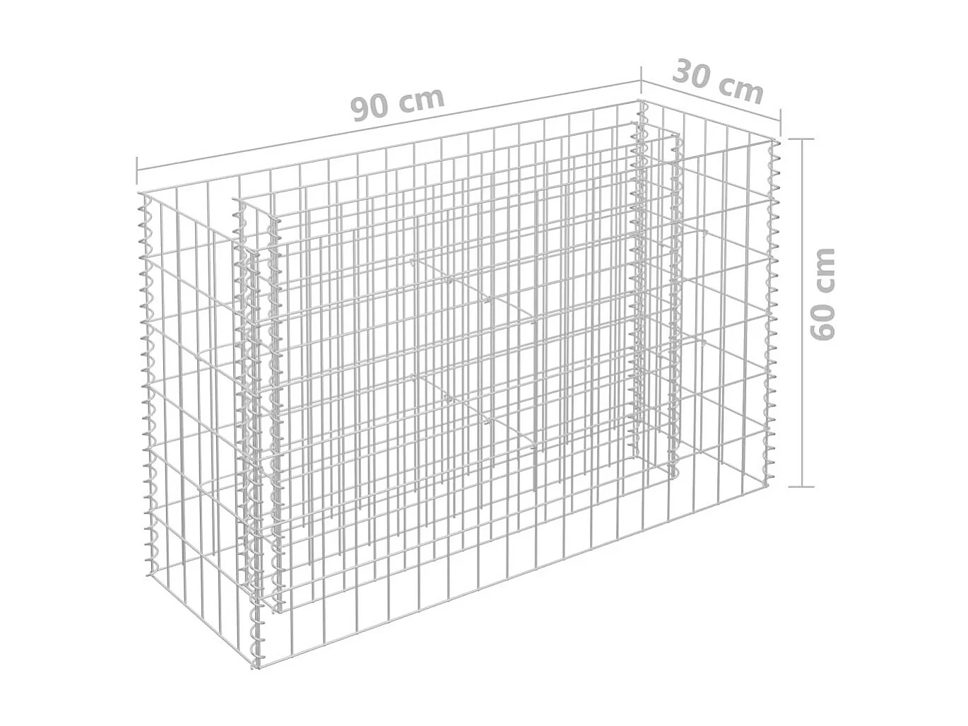 Jardinière à gabion Acier galvanisé 90x30x60