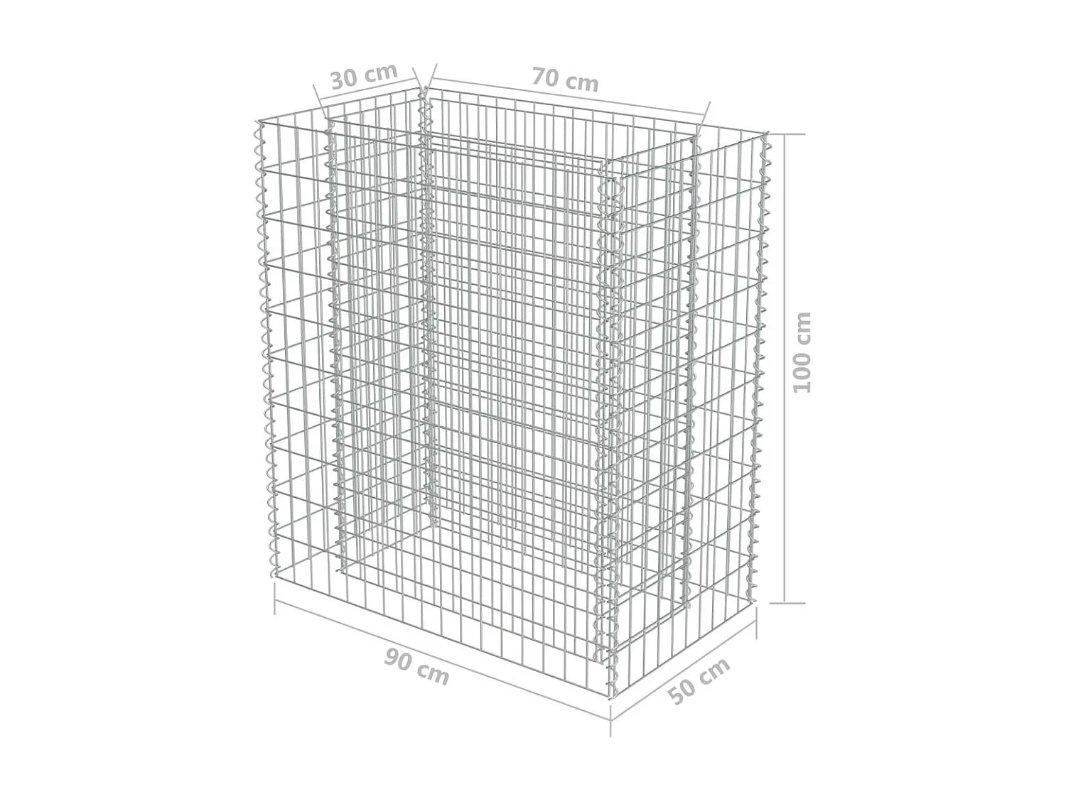 Jardinière à gabion Acier galvanisé 90x50x100