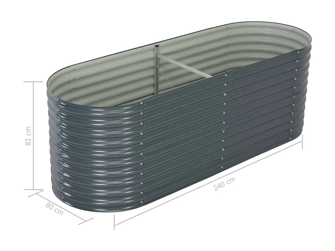 Jardinière 240x80x81 Acier galvanisé Gris
