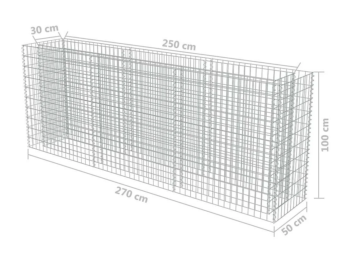 Jardinière à gabion Acier galvanisé 270x50x100