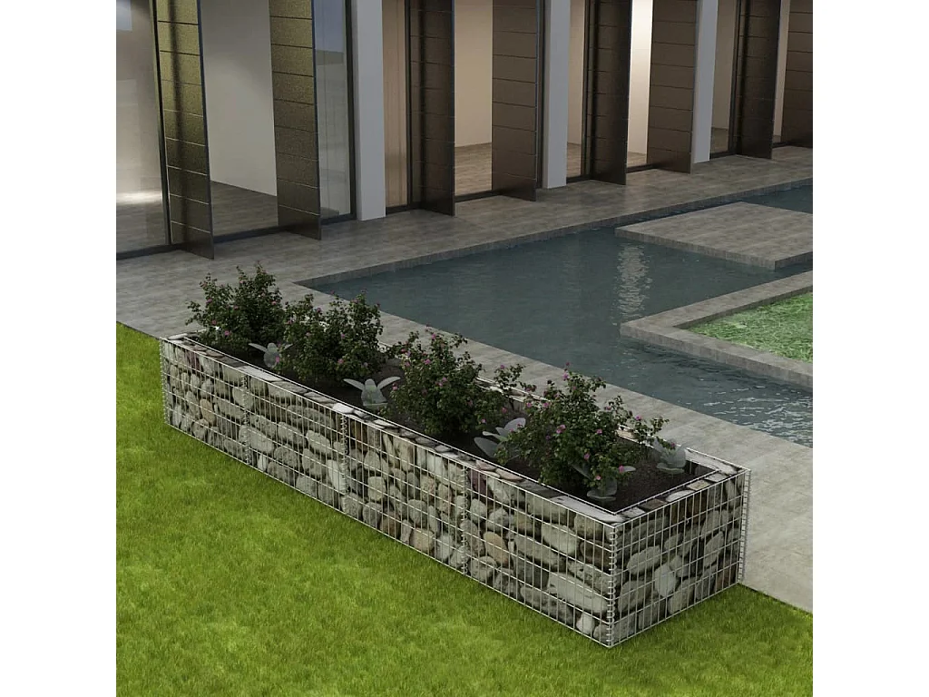 Jardinière à gabion Acier 360x90x50