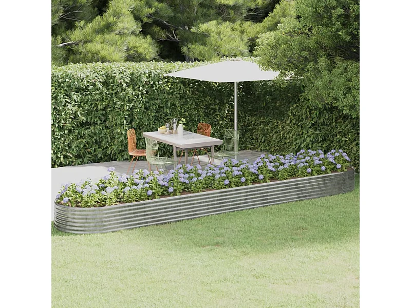 Cache pot de jardin Acier enduit de poudre Argenté Riza 3