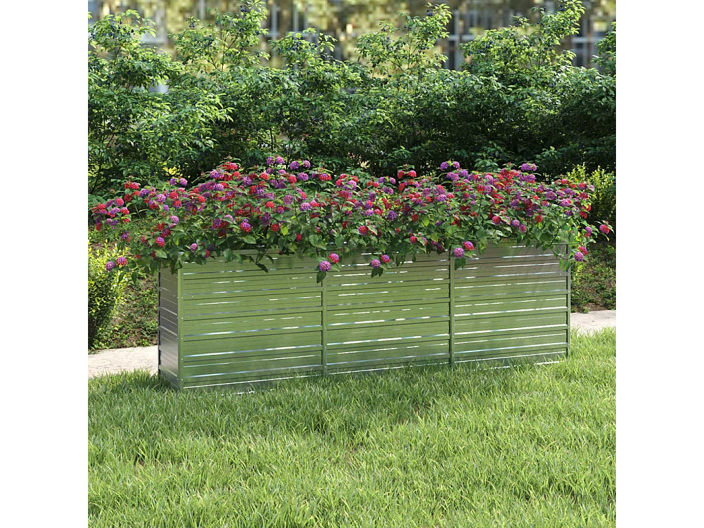 Jardinière 240x40x77 Acier galvanisé Argenté