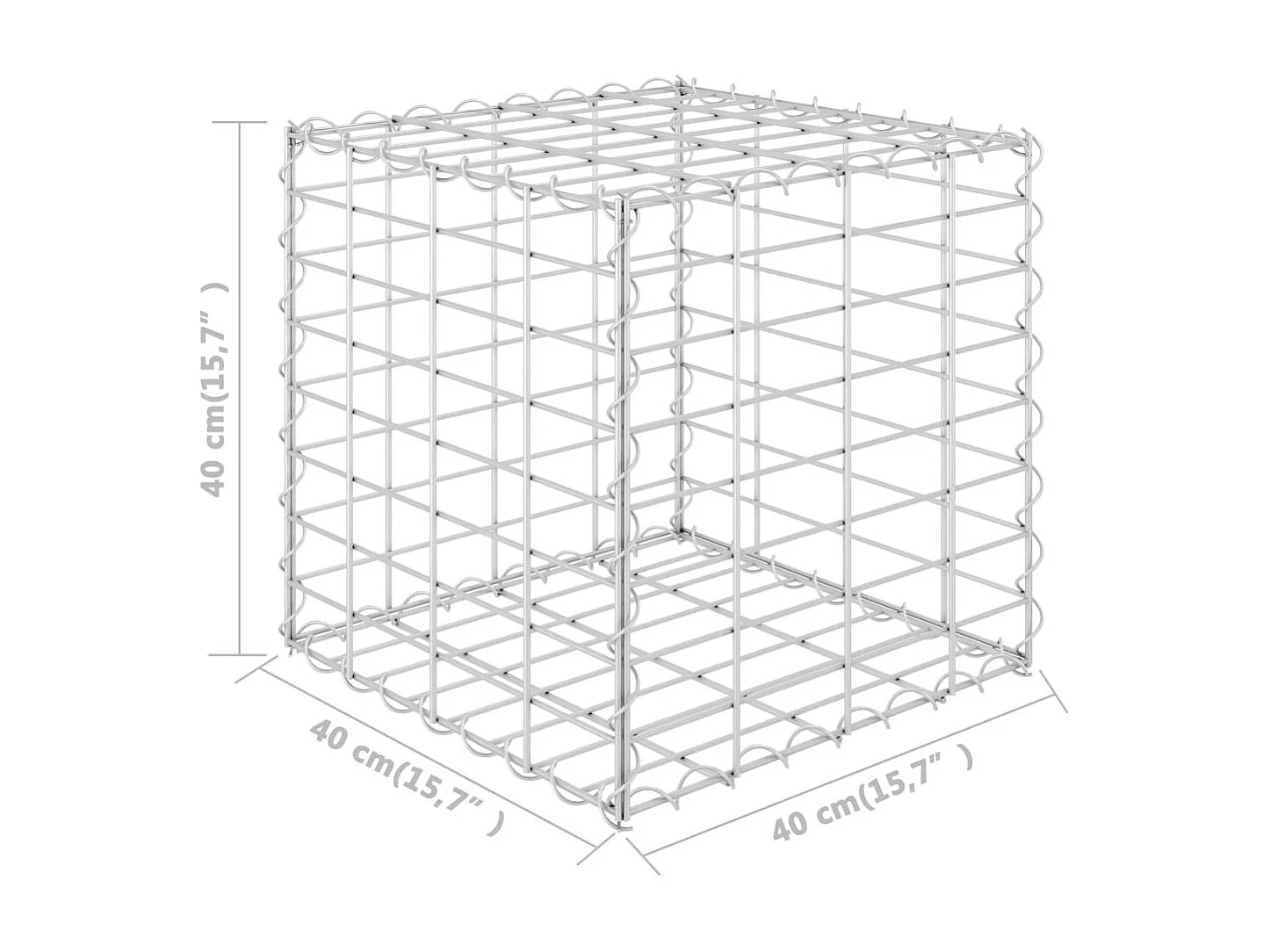 Jardinière cube à gabion Fil d'acier 40x40x40