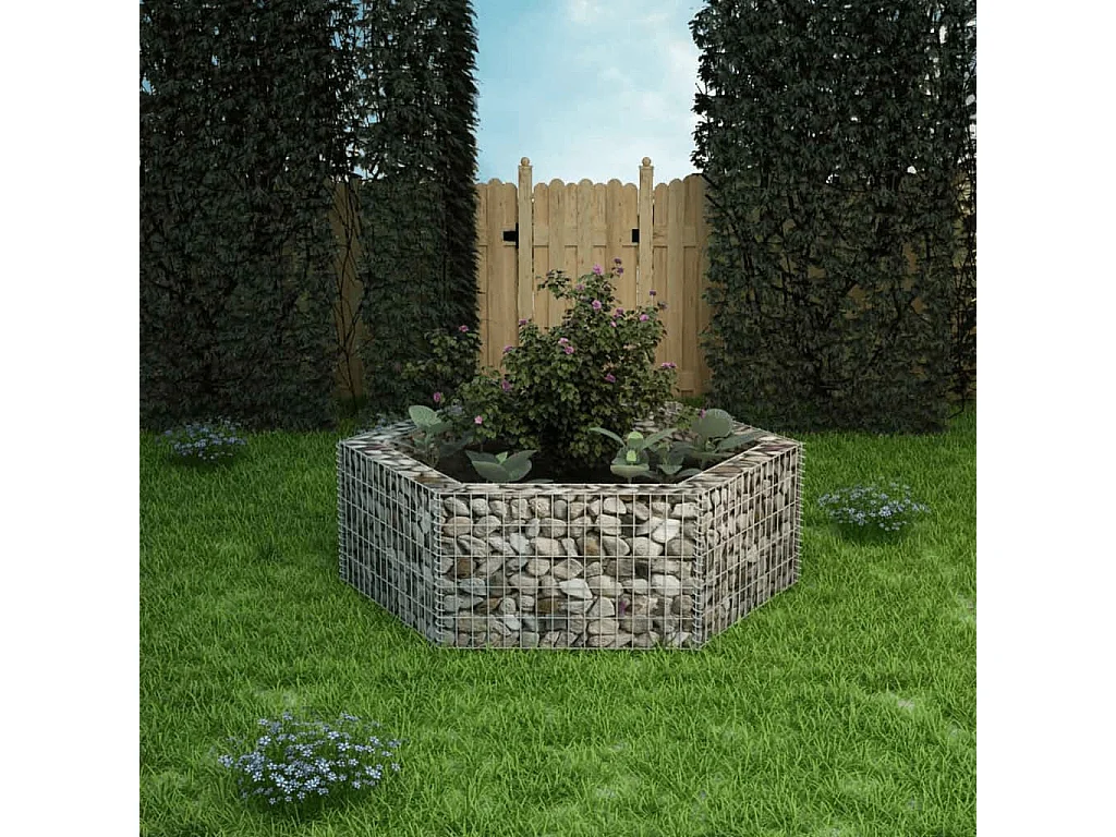 Jardinière à gabion hexagonale 160x140x50