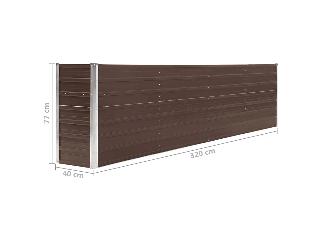 Jardinière 320x40x77 Acier galvanisé Marron