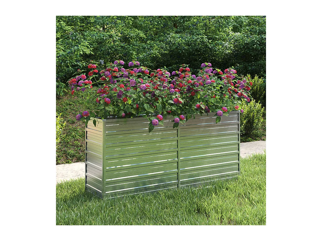 Jardinière 160x40x77 Acier galvanisé Argenté