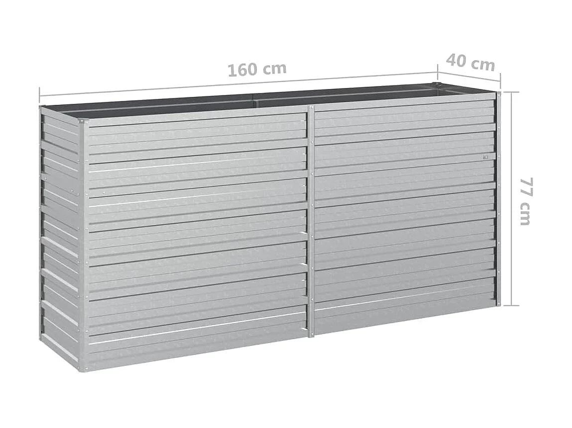 Jardinière 160x40x77 Acier galvanisé Argenté