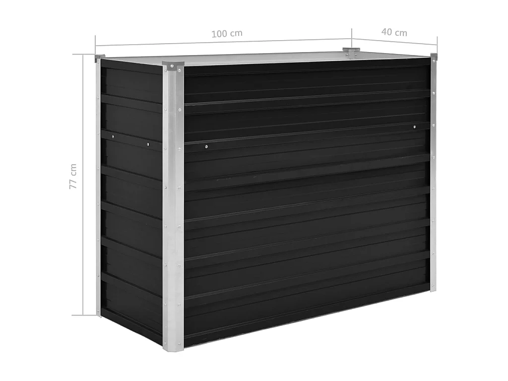 Jardinière Anthracite 100x40x77 Acier galvanisé