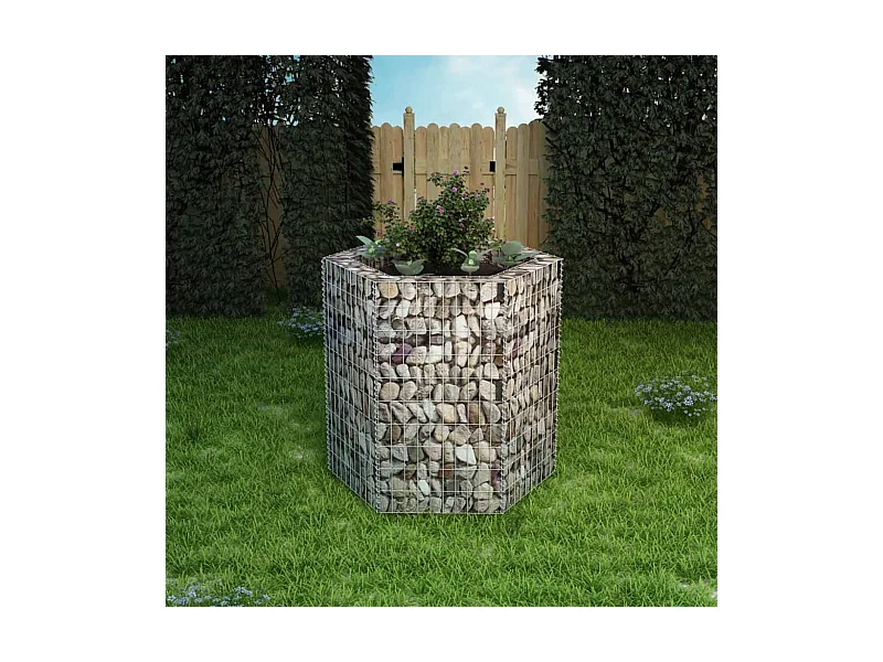 Jardinière à gabion hexagonale 100x90x100
