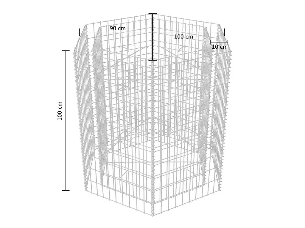 Jardinière à gabion hexagonale 100x90x100