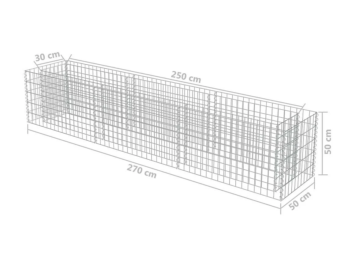 Jardinière à gabion Acier galvanisé 270x50x50