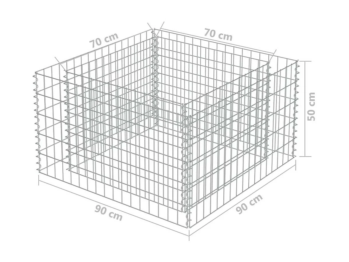 Jardinière à gabion Acier galvanisé 90x90x50