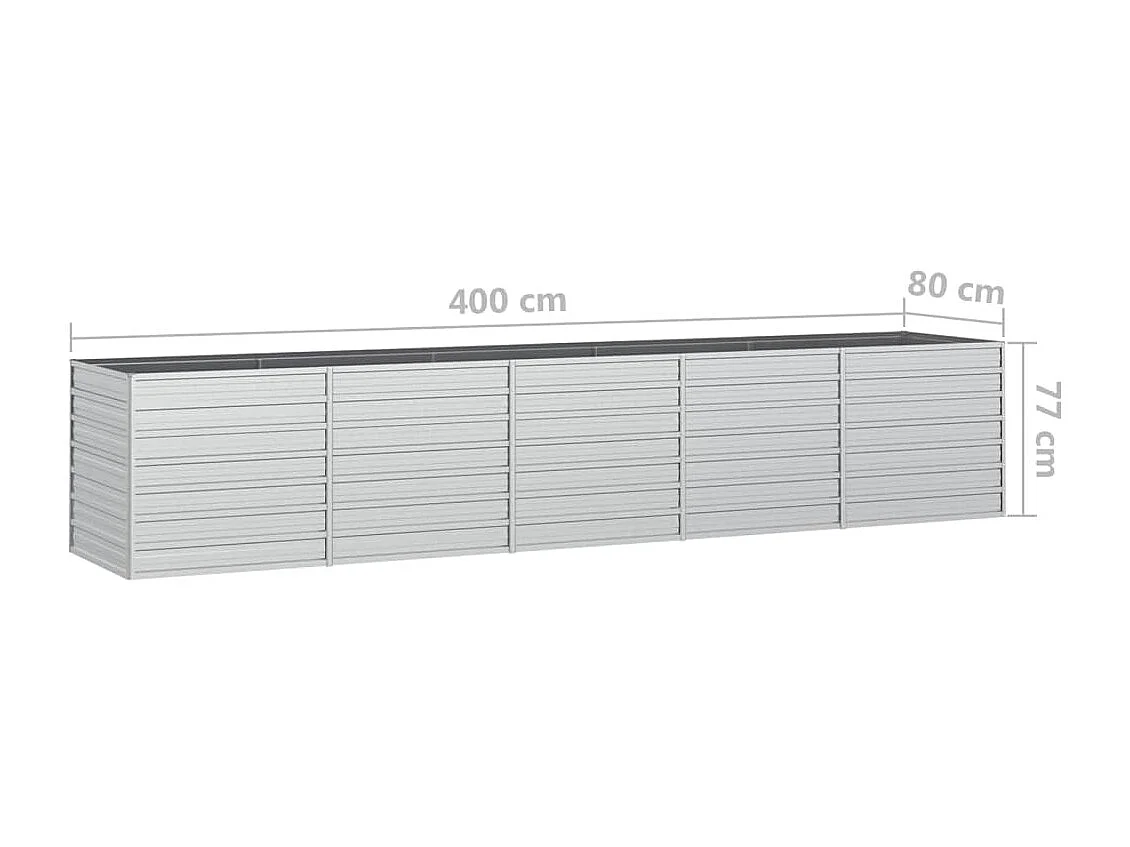 Jardinière 400x80x77 Acier galvanisé Argenté