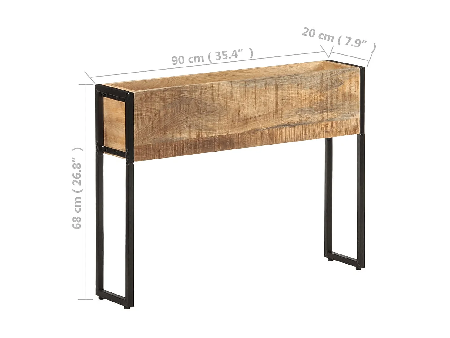 Jardinière 90x20x68 Bois de manguier brut