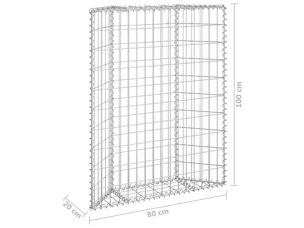 Jardinière à gabion en trapèze Acier galvanisé 80x20x100