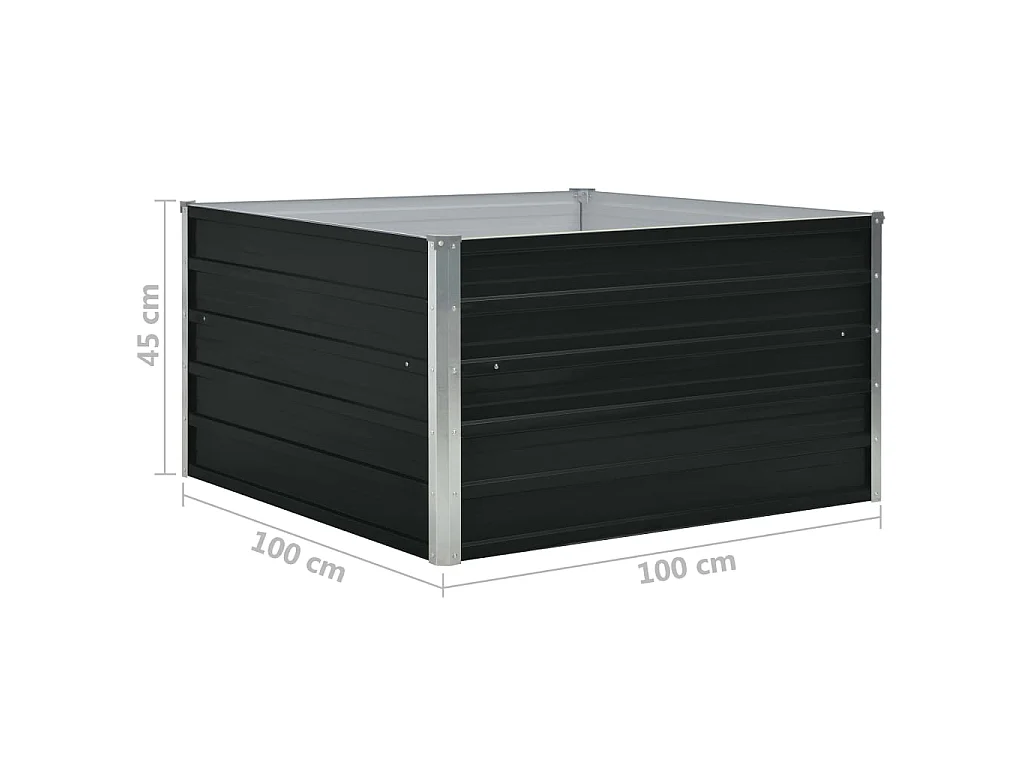 Jardinière 100 x 100x45 Acier galvanisé Anthracite