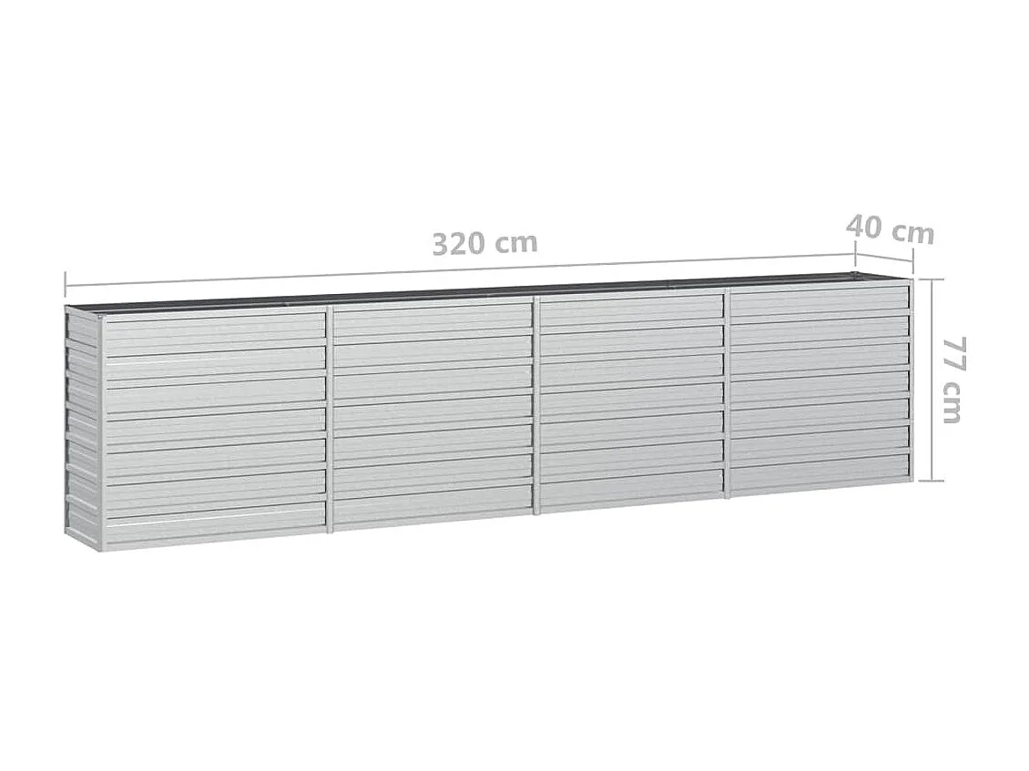 Jardinière 320x40x77 Acier galvanisé Argenté