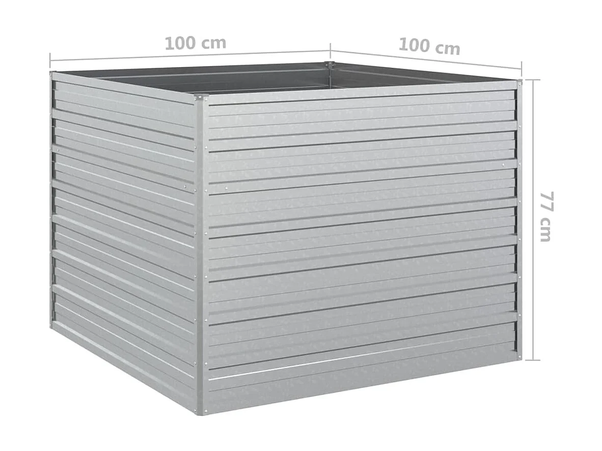Jardinière 100x100x77 Acier galvanisé Argenté