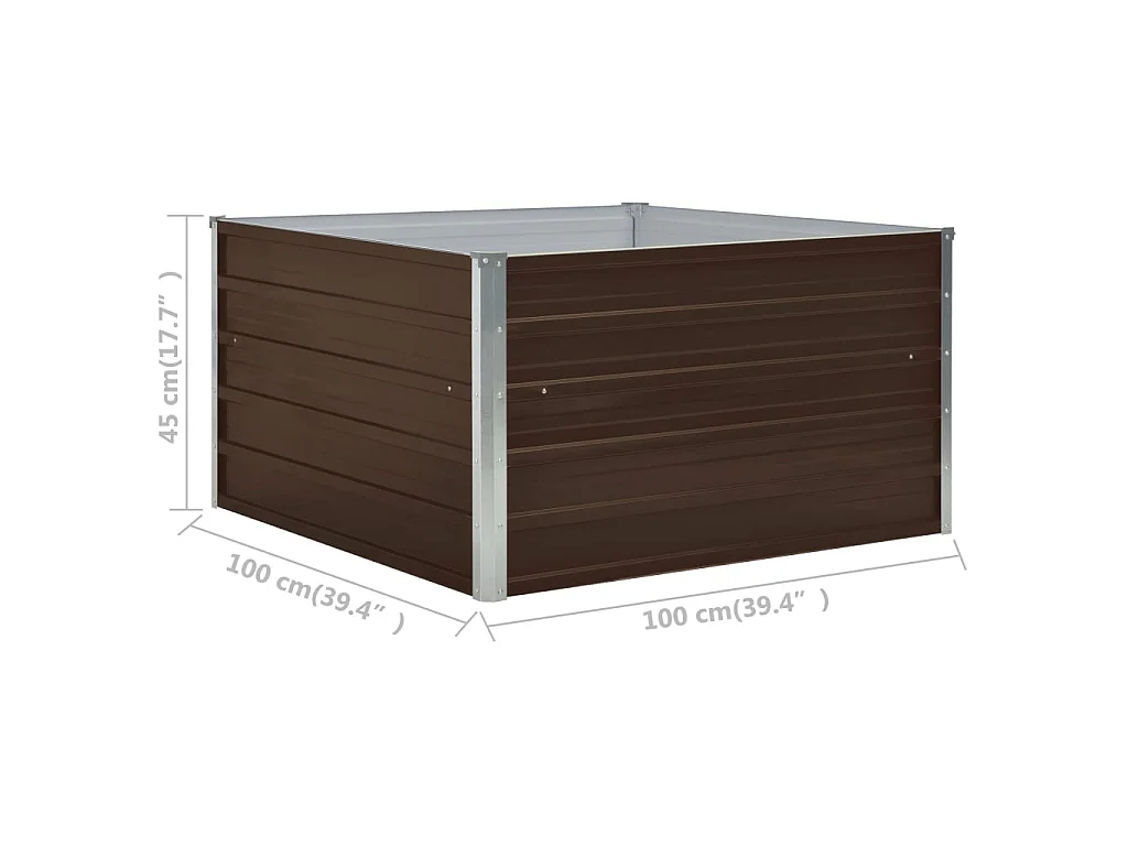 Jardinière 100 x 100x45 Acier galvanisé Marron
