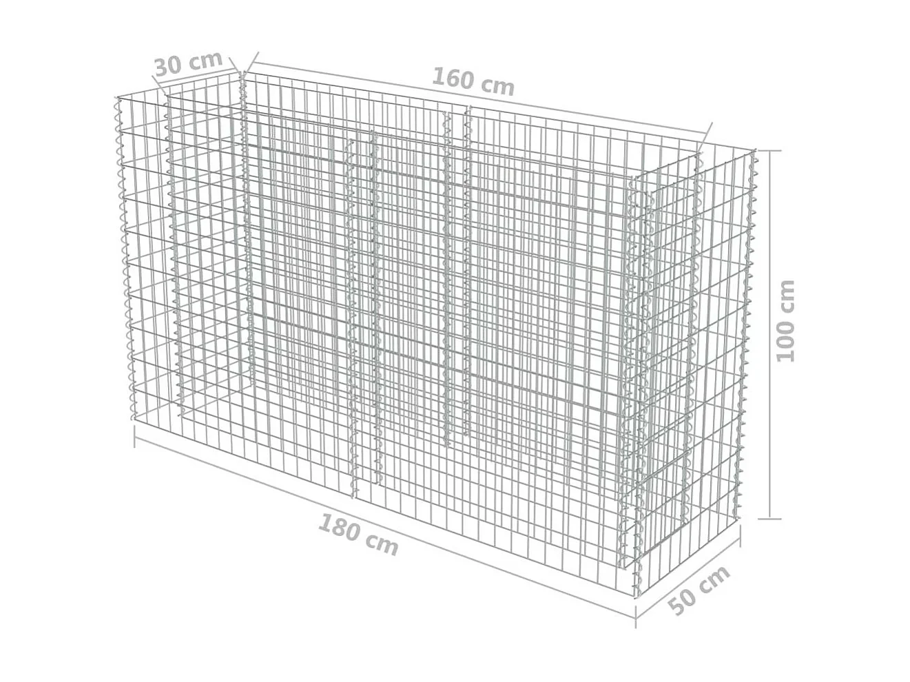 Jardinière à gabion Acier galvanisé 180x50x100