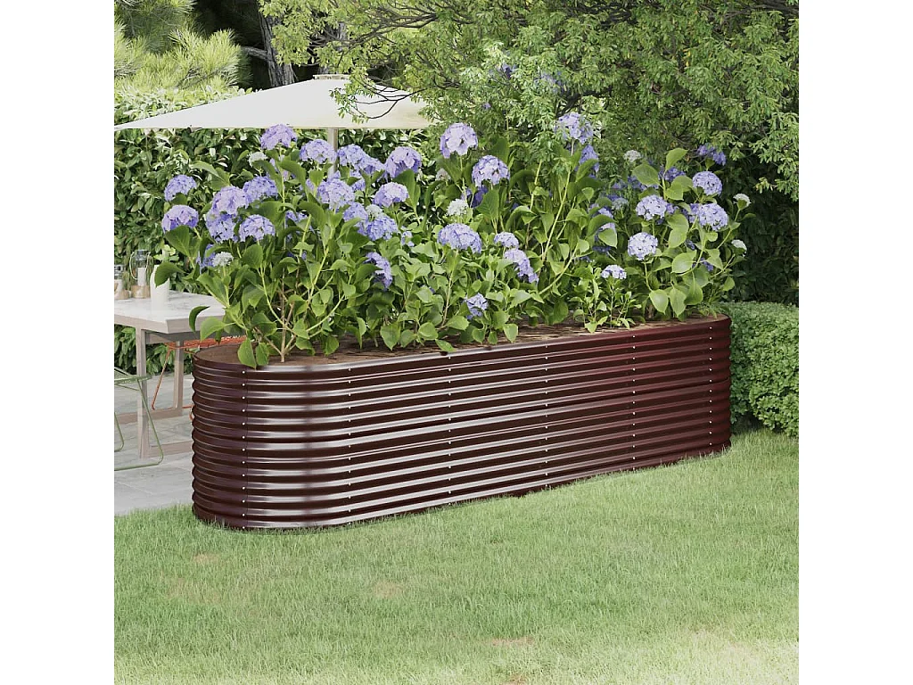 Jardinière de jardin Acier enduit de poudre 296x80x68 Marron