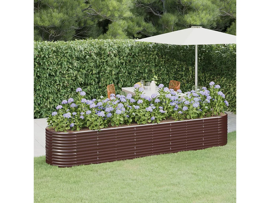 Jardinière de jardin Acier enduit de poudre 368x80x68 Marron