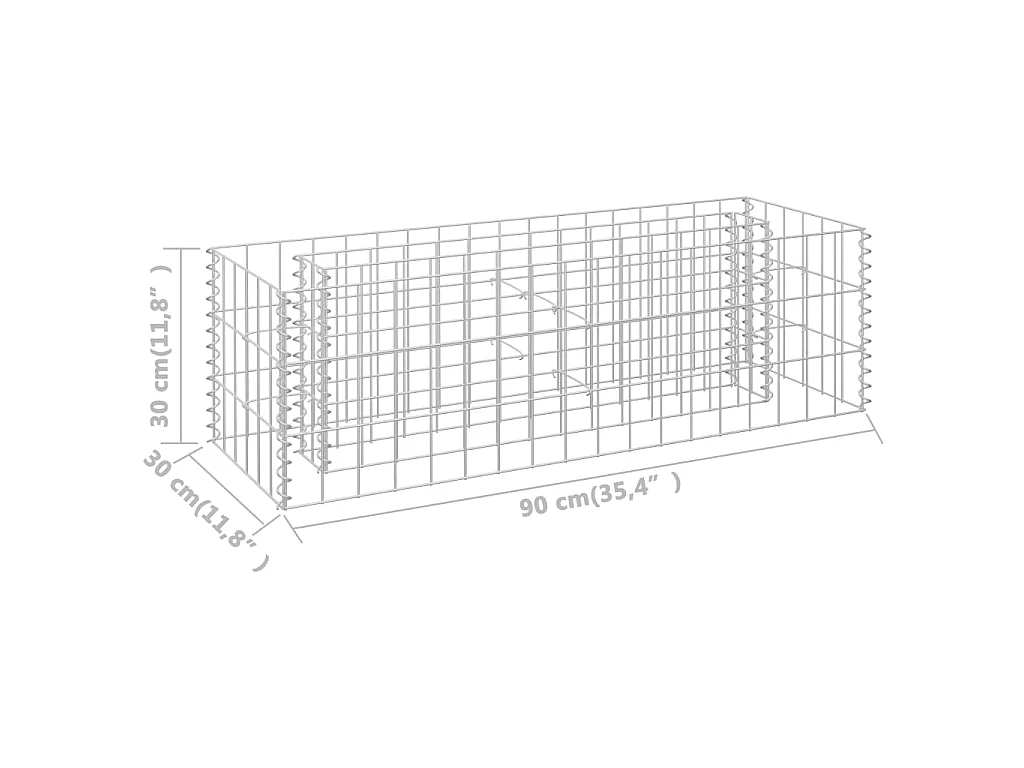 Jardinière à gabion Acier galvanisé 90x30x30