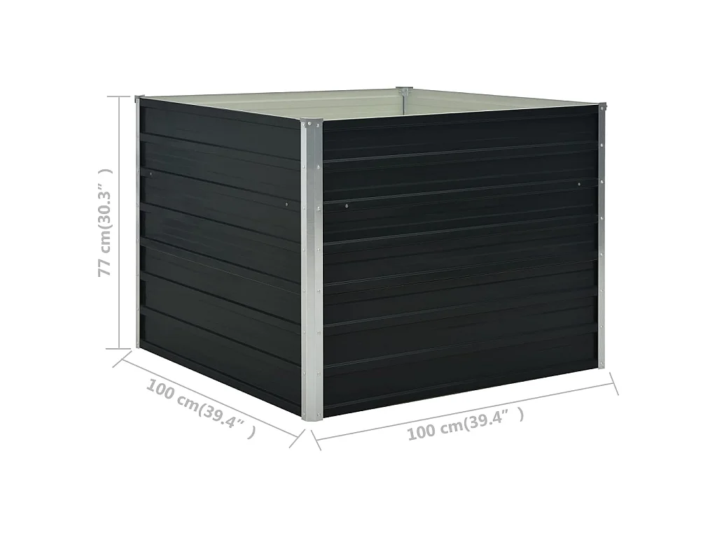Jardinière surélevée Anthracite 100x100x77 Acier galvanisé