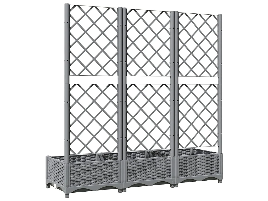 Jardinière avec treillis Gris clair 120x40x121,5 PP