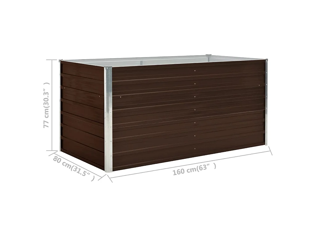 Jardinière surélevée Marron 160x80x77 Acier galvanisé