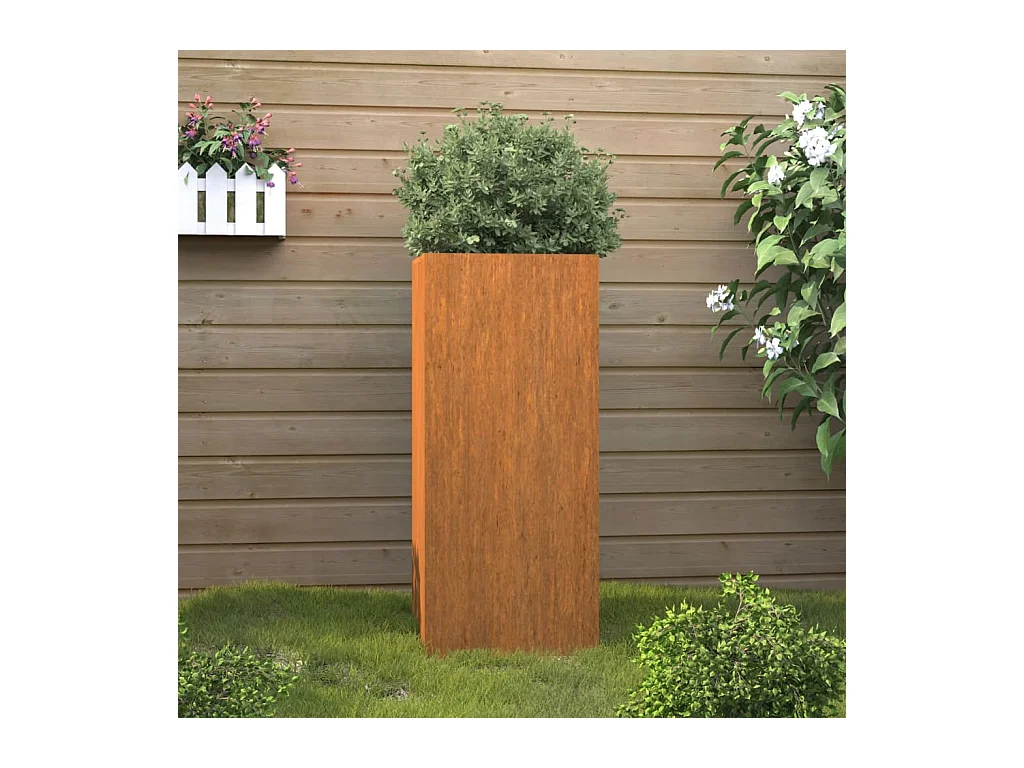 Jardinière 32x27,5x75 acier corten
