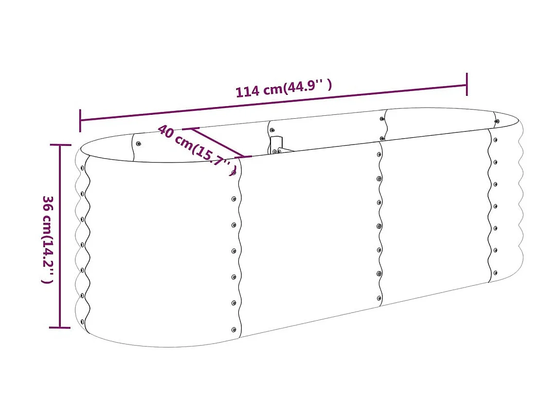 Jardinière Acier enduit de poudre 114x40x36 Argenté