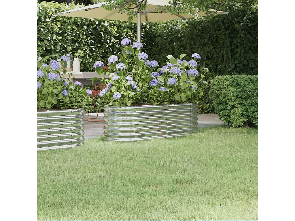 Jardinière Acier enduit de poudre 114x40x36 Argenté
