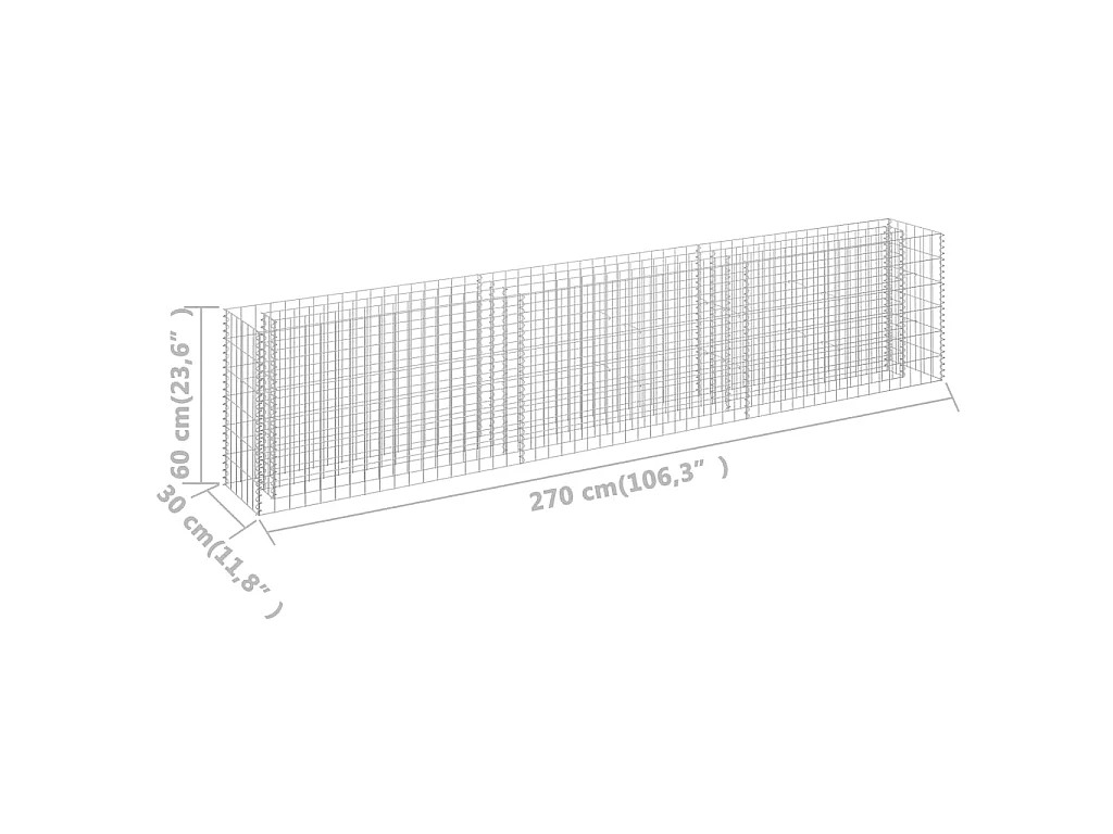 Jardinière à gabion Acier galvanisé 270x30x60